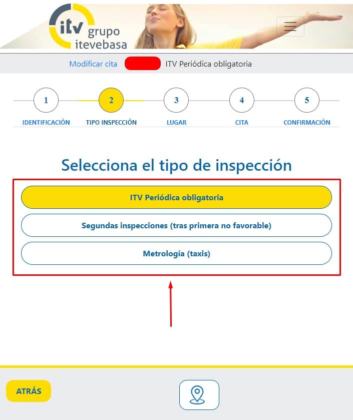 Selecciona el tipo de inspección