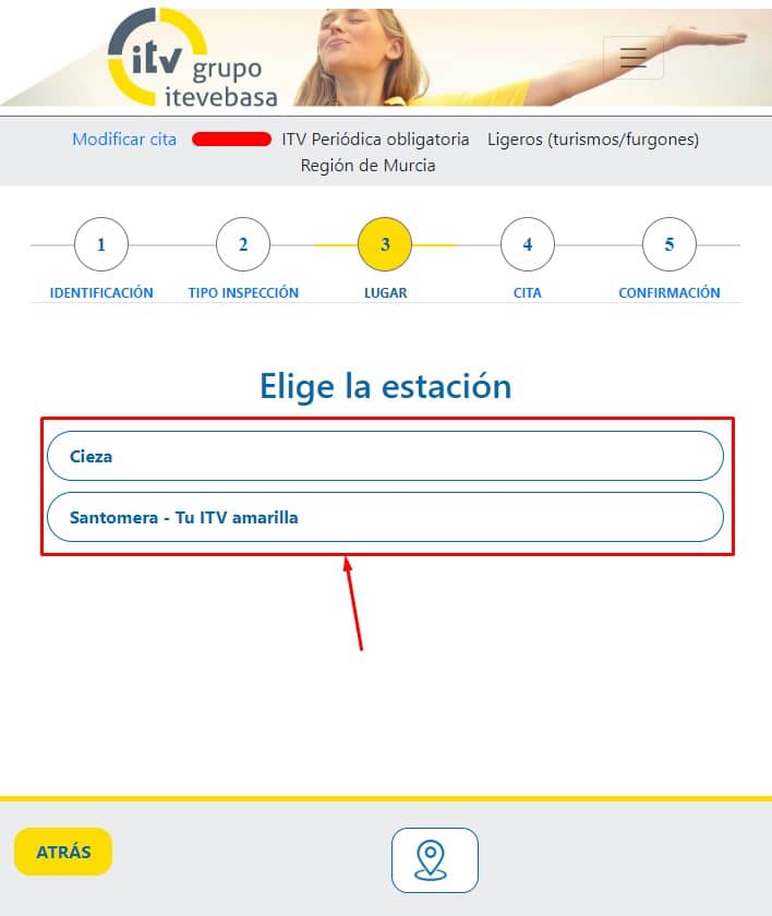Selecciona la estación ITV