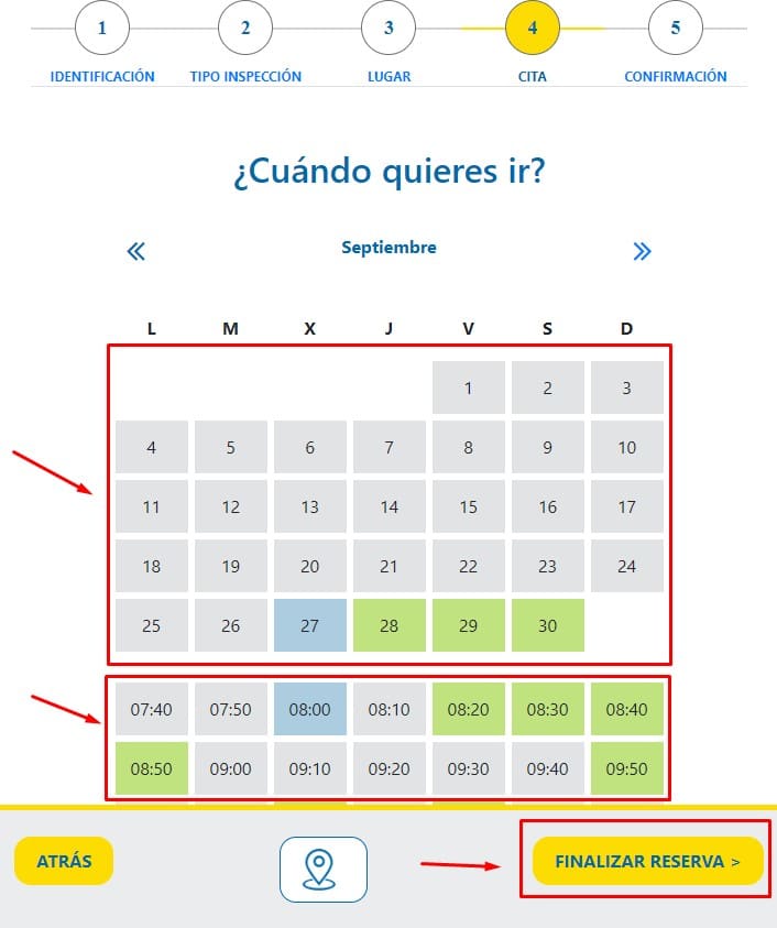 Elige fecha y hora