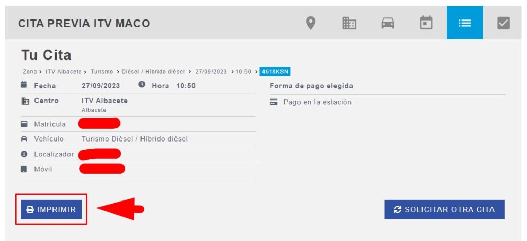 Imprime o descarga el justificante