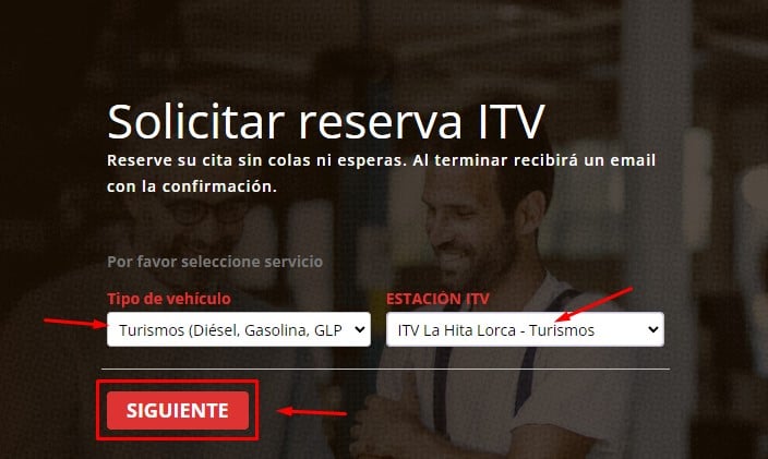 Selecciona el vehículo y la estación