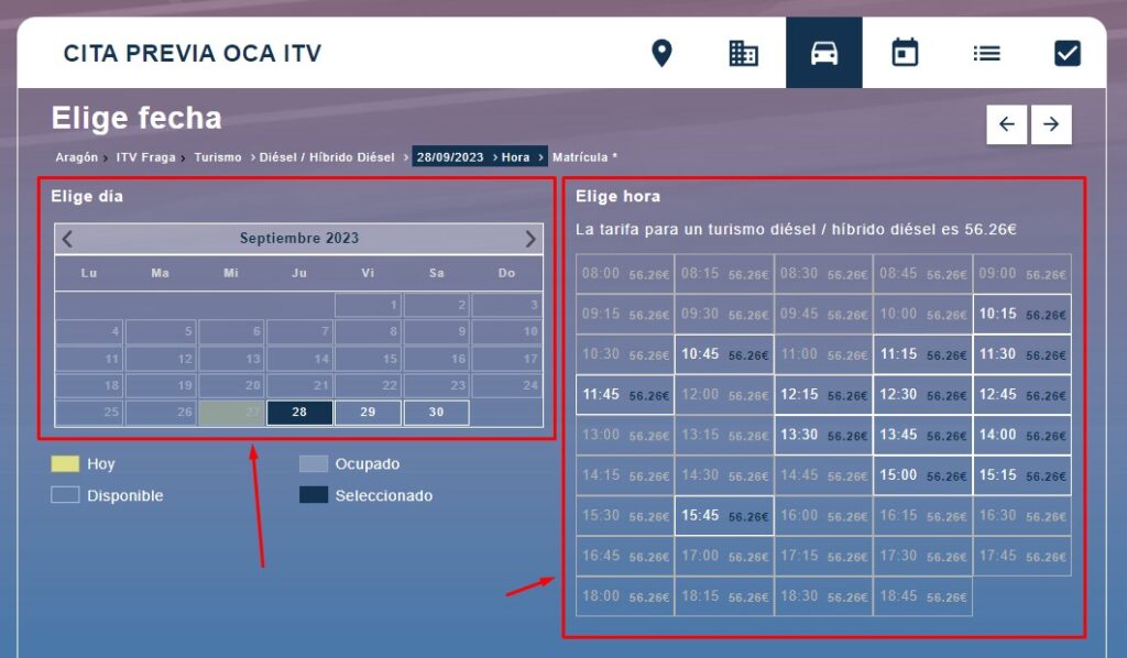 Elige fecha y hora