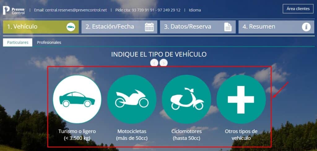 Selecciona el tipo de vehículo