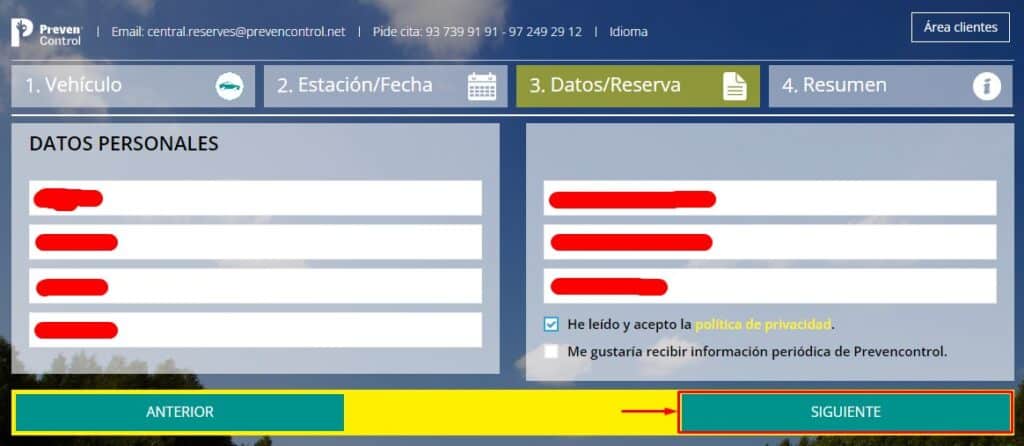 Rellena los datos personales