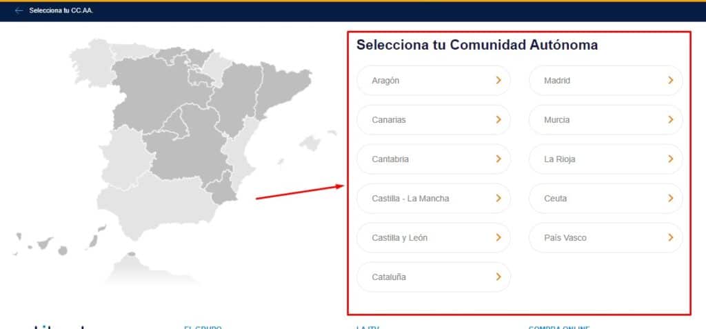 Selecciona la comunidad autónoma