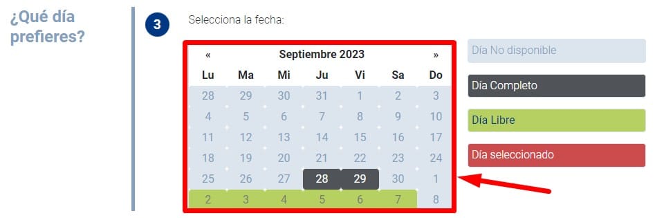 Selecciona la fecha