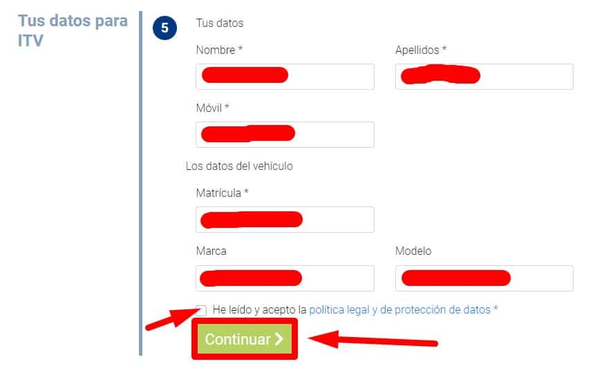 Rellena los datos personales