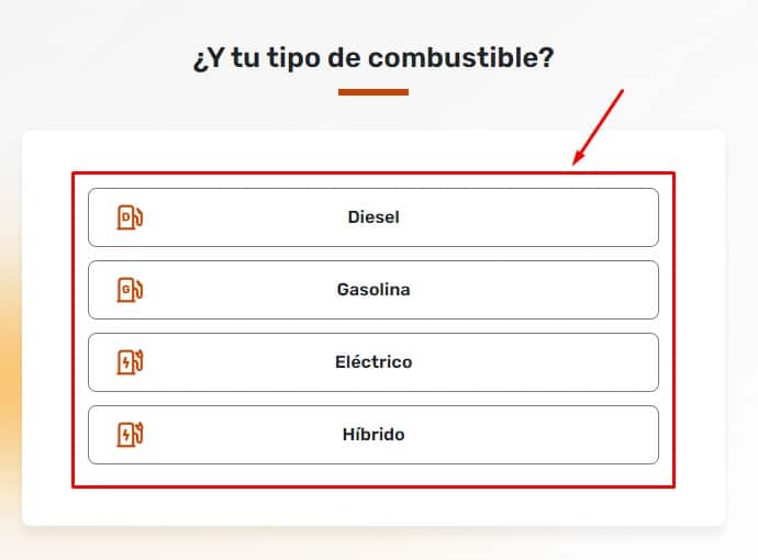 Indica el tipo de combustible