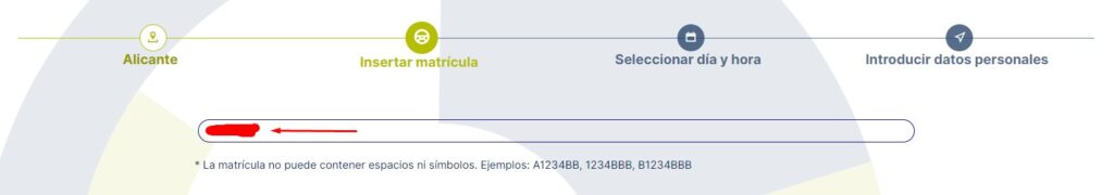 Introduce la matrícula
