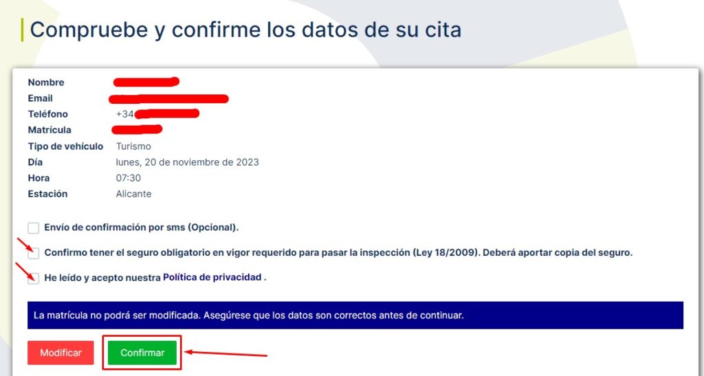 Confirma la cita y guarda el comprobante