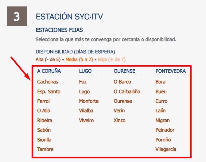 Elige la estación ITV