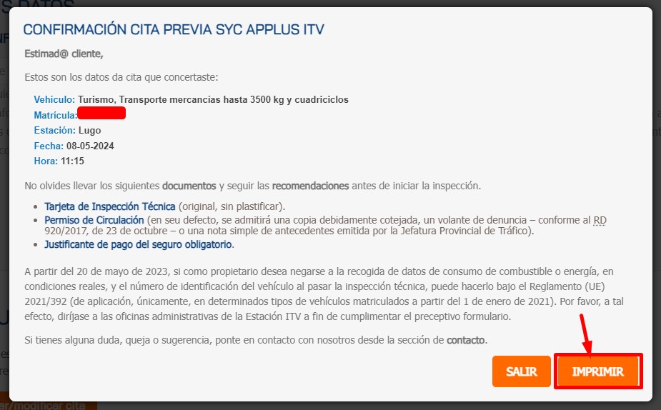 Imprime o guarda el justificante
