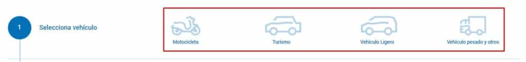 Selecciona el vehículo