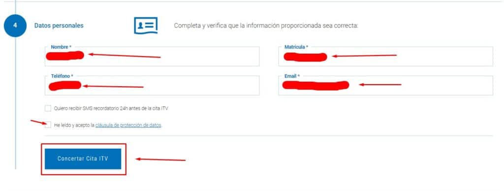 Rellena los datos personales