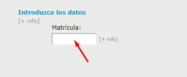 Introduce la matrícula