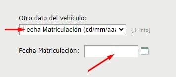 Indica la fecha de matriculación y el bastidor
